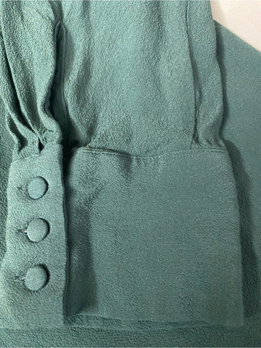 Madewell Teal Green Button-Front Mini Dress - Size M - Long Sleeve V-Neck - Picture 4 of 9
